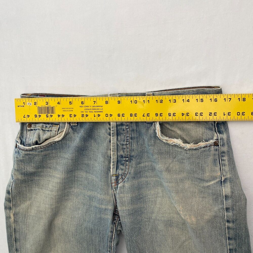 7 For all Mankind Jeans Relax Straight Button Fly Distressed Mens 33x31.5 Grunge - Picture 13 of 16